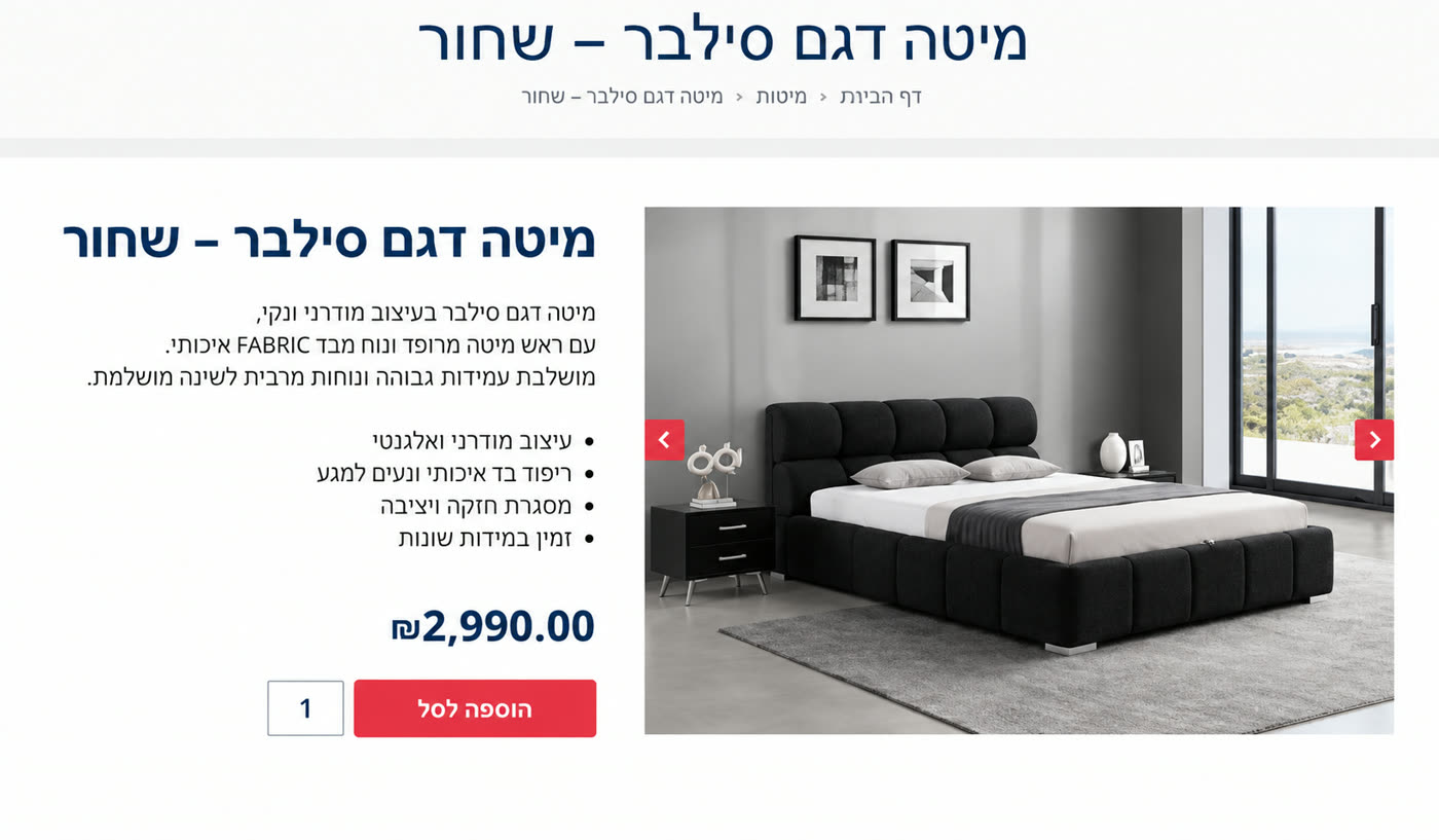 עמוד מוצר לפני שיפור
